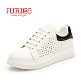 巨日JURI2016夏季新款女鞋韩版镂空透气舒适小白鞋圆头平底女单鞋