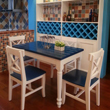 地中海客厅实木餐桌小户型家用长方形桌1.2米组合餐桌椅现代简约