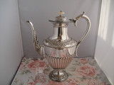 超值收藏 西洋收藏品英国古董铜镀银雕花大茶壶 咖啡壶 1902年