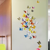 创意3D立体彩色蝴蝶墙贴卧室客厅床头墙壁贴电视墙橱柜装饰冰箱贴