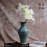 景德镇陶瓷器 青釉裂纹花瓶仿古官窑开片 古典现代家饰品客厅摆件