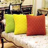家居廊 现代简约纯色针织棉线靠垫抱枕套 高档手工编织毛线方枕