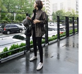 韩国正品代购【PMgn】2016秋季新款 显瘦短款 麂皮绒  风衣外套女