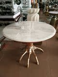 后现代创意手指不锈钢电镀金色餐桌天然爵士白大理石面餐厅饭桌子