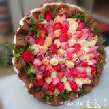 99朵五彩玫瑰花束上海鲜花七夕情人节鲜花预订当天送生日求婚花束