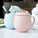 千易创意个性苹果陶瓷马克杯简约牛奶咖啡杯带盖勺家用办公水杯子