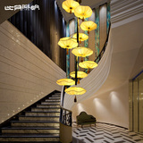 比月现代中式大客厅餐厅复式楼梯灯具新古典茶楼三头创意吊灯2375