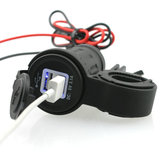 摩托车双USB车充防水车用车载手机充电器带LED灯12-24V通用带支架