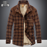 AFS JEEP新款秋冬男装加厚保暖长袖衬衫吉普军装大码加绒衬衣外套