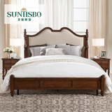 圣蒂斯堡新古典美式全实木床1.8米1.5深色简约卧室软靠婚床双人床