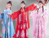 六一新款儿童古装汉服 女童民族风舞蹈演出服装 大童中国风仙女裙