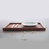 日式复古手工竹编实木托盘古朴果盘毛巾盘木质餐具长方形茶盘茶具