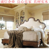 美式床实木床做旧新古典主卧真皮布艺靠垫欧式1.8米双人潮流婚床