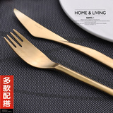 304不锈钢西餐刀叉金色餐具 欧式复古拉丝亚光牛排刀叉两件套装