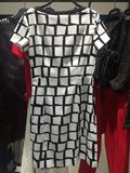 哥弟阿玛施代购专柜正品女装2016新款修身显瘦黑白格子短袖连衣裙