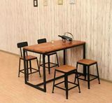 美式复古铁艺实木餐桌椅组合咖啡厅餐桌酒吧椅电脑椅餐椅休闲椅