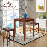 三浩 美式餐桌椅组合小户型餐桌椅实木小饭桌一桌两椅两人餐桌