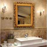 特价欧式雕花浴室镜化妆镜梳妆卫浴镜卫生间壁挂复古防水装饰镜子