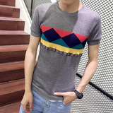 2016夏季韩版修身薄款短袖套头毛衣潮男 学生冰丝t恤针织衫毛线衣