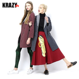 Krazy 2015秋冬 高端 厚实 有型 玩趣卡通撞色太空棉中长款半身裙