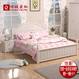 韩式全实木床田园床 公主床白色单人床儿童床高箱储物床1.8米大床