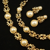 Nina Ricci 美国进口正品 全新闪亮仿珍珠镀金项链手链耳夹套装