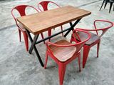 美式铁艺实木彩色复古简约小户型餐桌组合休闲桌咖啡奶茶店桌椅