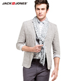 JackJones杰克琼斯亚麻7分袖男士休闲西装外套E|215208008