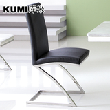 库米皮艺现代餐椅子家用简约餐厅餐桌椅靠背椅整装不锈钢脚1031
