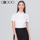 G2000女装短袖衬衫纯色优雅上衣百搭时尚女士通勤气质短衫