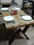 创意北欧/宜家原木餐桌铁艺实木复古酒吧桌椅餐厅室外阳台咖啡桌