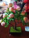 热卖小桃树，仿真植物桌摆盆景小盆栽塑料花盆家居装饰