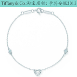 香港专柜代购Tiffany蒂芙尼女士心形手链925纯银镶钻石两颗钻手镯