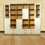 烤漆书柜简约现代实木书橱书架带玻璃门烤漆书柜 带门自由组合