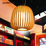 比月简约现代客厅餐厅过道灯东南亚手工艺竹编茶楼创意吊灯3137