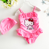 2016粉色kitty儿童游泳衣小孩宝宝公主女童裙式连体泳装温泉