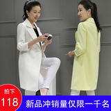2016秋装新款韩版休闲时尚小西服七分袖修身显瘦中长款西装外套女