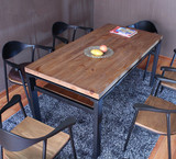 新款美式铁艺餐桌复古实木餐桌椅酒店桌子办公桌星巴克咖啡桌家具