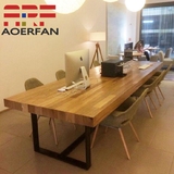 美式loft复古实木餐桌铁艺休闲长方形咖啡桌办公桌会议桌椅电脑桌