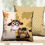 3D新款印花十字绣抱枕一对枕头汽车靠垫可爱小牛动物动漫卡通枕套