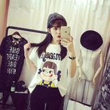 2016新款韩版夏装短袖T恤女卡通学生短袖甜美小清新学院风衣服潮