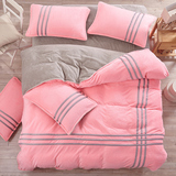 纯色韩版法莱绒法兰绒加厚四件套冬珊瑚绒儿童床品三件套床单被套