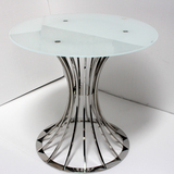 高品质洽谈桌时尚简约现代客厅小圆桌钢化玻璃台接待桌不锈钢家具