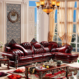 欧式沙发实木美式真皮沙发 客厅三人整装转角新古典皮艺户型沙发