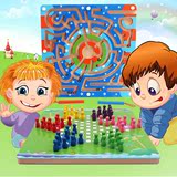 儿童木制磁性迷宫运笔走珠 亲子互动二合一飞行棋盘游戏益智玩具