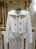 百丝BCVOGA专柜正品2015冬 时尚白色长袖厚款蕾丝外套B144JC3057