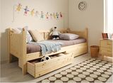 儿童床婴儿床男孩女孩可定做单人床带护栏实木无漆松木类拼床包邮