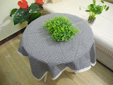 日式小格子棉麻布料桌布台布多用盖布带花边餐桌布艺茶几桌布批发