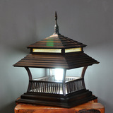 东南亚家居泰国手工雕刻实木房子台灯创意客厅庭院灯装饰照明灯具