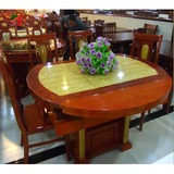 现代小户型多功能大理石可折叠伸缩圆形餐桌一餐六椅组合家用饭桌